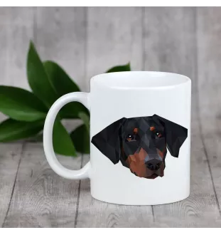 Dobermann - Becher mit einem Bild und dem Schriftzug geometrischer Hund Art-Dog