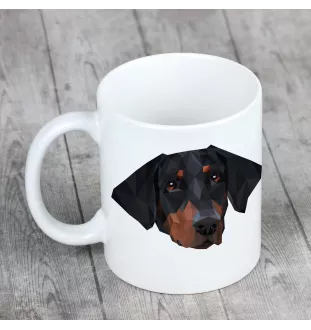 Dobermann, Dobermann Pinscher - tasse avec une photo et un motif de chien géométrique Art-Dog