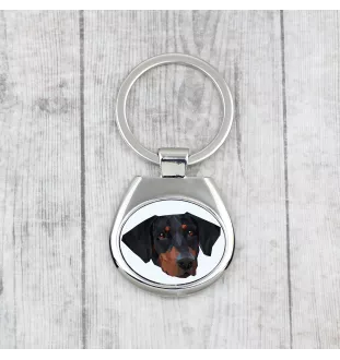 Dobermann - geometrischer Schlüsselanhänger mit Foto und Aufschrift Art-Dog