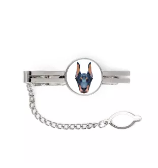 Dobermann, Doberman Pinscher, Dobie I - geometric tie clip with a picture and inscription from Art-Dog