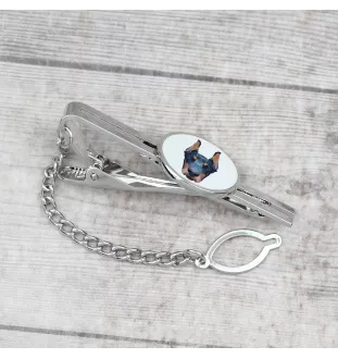 Dobermann, Doberman Pinscher, Dobie I - geometric tie clip with a picture and inscription from Art-Dog