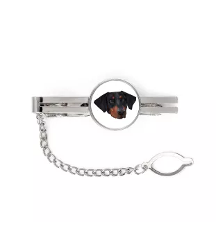 Dobermann, Doberman Pinscher, Dobie - geometric tie clip with a picture and inscription from Art-Dog