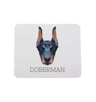 Dobermann I - geometrisches Mauspad mit Bild und Aufschrift von Art-Dog