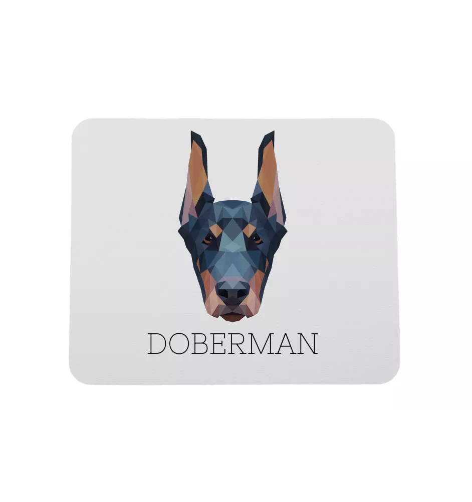 Dobermann, Dobermann Pinscher I - tapis de souris géométrique avec photo et inscription Art-Dog