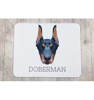 Dobermann I - geometrisches Mauspad mit Bild und Aufschrift von Art-Dog