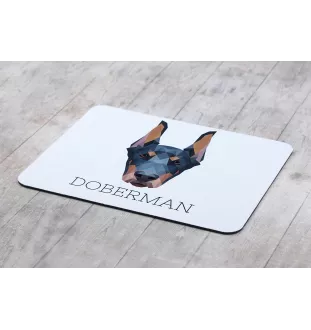 Dobermann, Doberman Pinscher, Dobie I - geometric mouse pad with a picture and text by Art-Dog