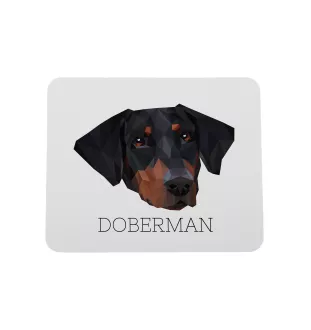 Dobermann, Doberman Pinscher, Dobie - geometric mouse pad with a picture and text by Art-Dog