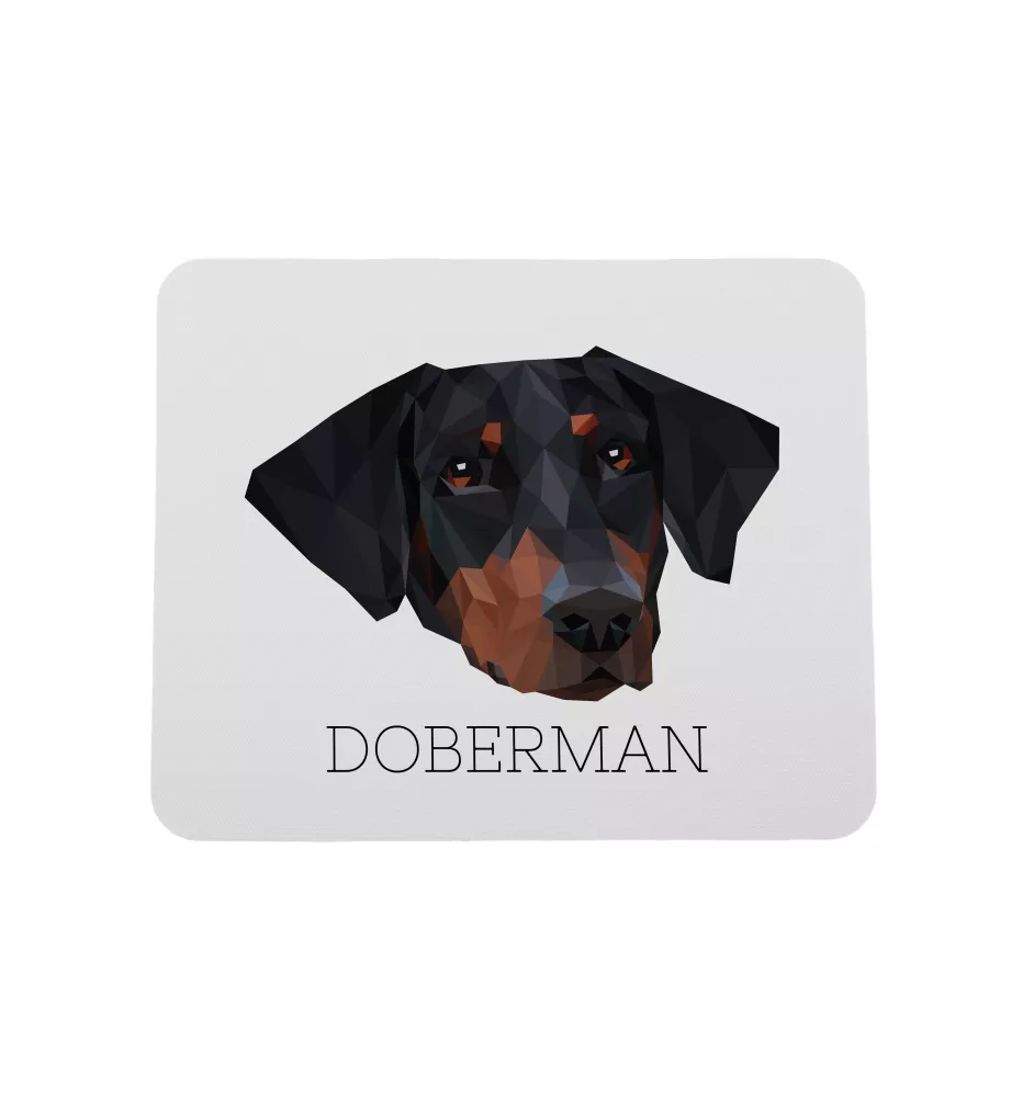 Dobermann - geometrisches Mauspad mit Bild und Aufschrift von Art-Dog