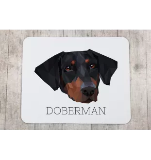 Dobermann, Doberman Pinscher, Dobie - geometric mouse pad with a picture and text by Art-Dog