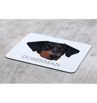 Dobermann, Doberman Pinscher, Dobie - geometric mouse pad with a picture and text by Art-Dog