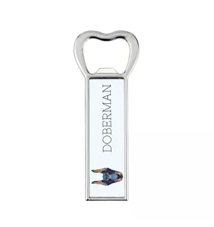 Dobermann, Doberman Pinscher, Dobie I - bottle opener with a picture and inscription for beer by Art-Dog