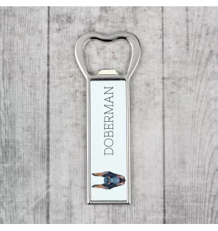 Dobermann, Doberman Pinscher, Dobie I - bottle opener with a picture and inscription for beer by Art-Dog
