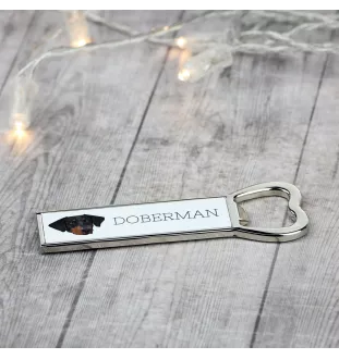 Dobermann, Dobermann Pinscher - ouvre-bouteille avec une image et une inscription pour la bière Art-Dog