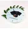 Dobermann, Doberman Pinscher, Dobie - geometric wall clock with a picture and the brand name Art-Dog