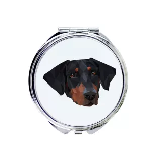 Dobermann, Doberman Pinscher, Dobie - mirror with a geometric design and the brand name Art-Dog