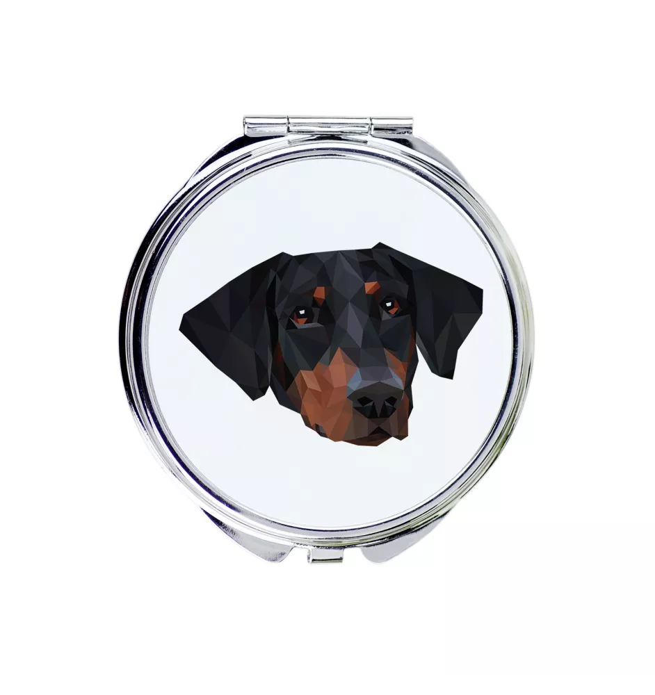 Dobermann - Spiegel mit Foto und geometrischem Aufdruck der Marke Art-Dog