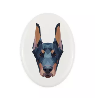 Dobermann, Doberman Pinscher, Dobie I - a plate with a geometric design and the brand name Art-Dog