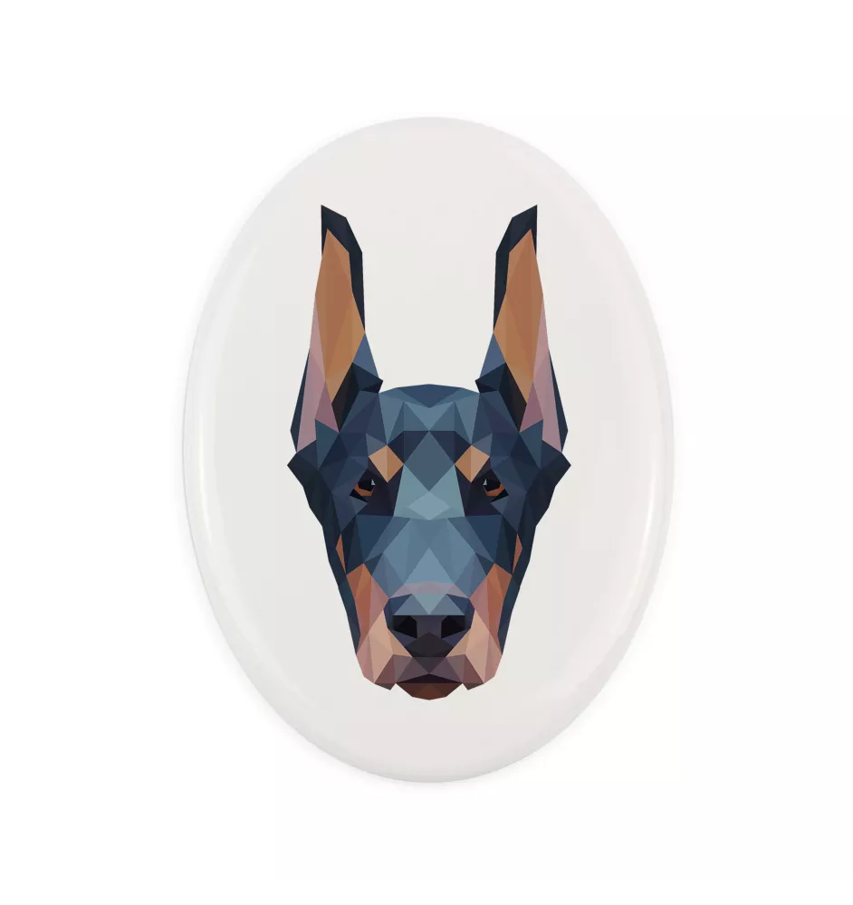 Dobermann I - Fliese mit geometrischem Bild und Schriftzug der Marke Art-Dog