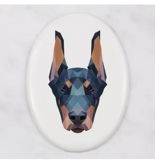 Dobermann, Doberman Pinscher, Dobie I - a plate with a geometric design and the brand name Art-Dog