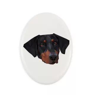 Dobermann - Fliese mit geometrischem Bild und Schriftzug der Marke Art-Dog
