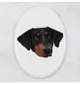 Dobermann, Doberman Pinscher, Dobie - a plate with a geometric design and the brand name Art-Dog