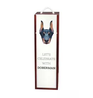 Dobermann, Doberman Pinscher, Dobie I - geometric box with a picture and inscription for wine by Art-Dog