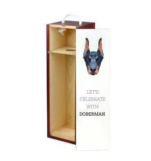 Dobermann, Doberman Pinscher, Dobie I - geometric box with a picture and inscription for wine by Art-Dog
