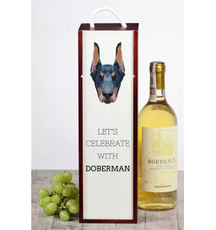 Dobermann, Doberman Pinscher, Dobie I - geometric box with a picture and inscription for wine by Art-Dog