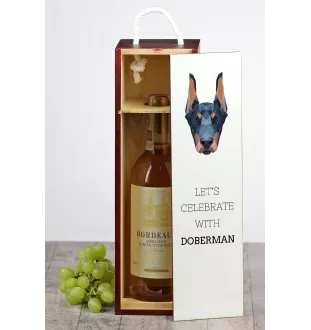 Dobermann, Doberman Pinscher, Dobie I - geometric box with a picture and inscription for wine by Art-Dog