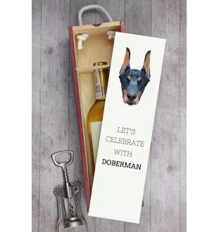 Dobermann I - geometrische Box mit einem Bild und Schriftzug für Wein der Marke Art-Dog