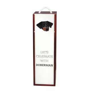 Dobermann, Doberman Pinscher, Dobie - geometric box with a picture and inscription for wine by Art-Dog