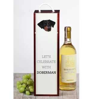 Dobermann, Doberman Pinscher, Dobie - geometric box with a picture and inscription for wine by Art-Dog