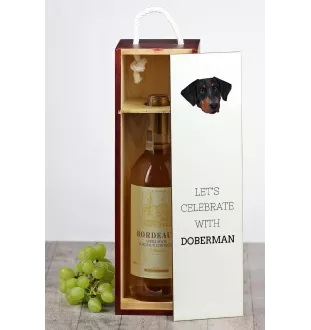 Dobermann, Doberman Pinscher, Dobie - geometric box with a picture and inscription for wine by Art-Dog