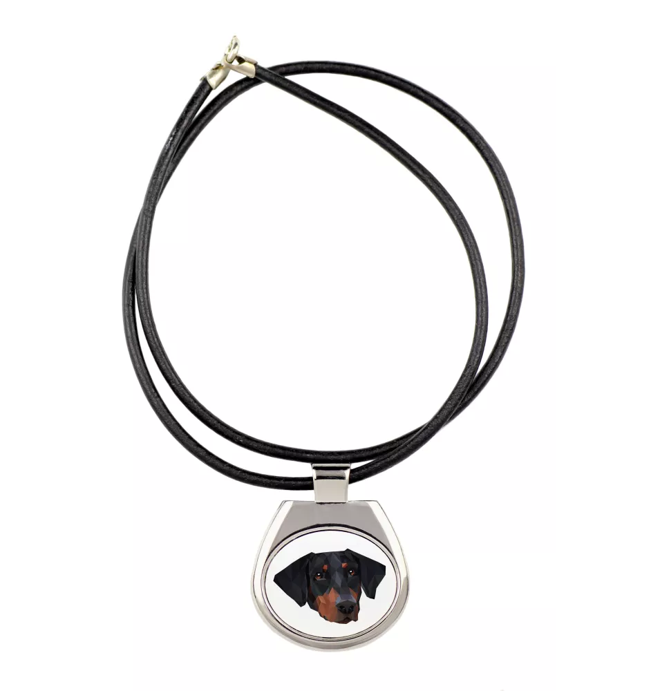 Dobermann, Doberman Pinscher, Dobie - necklace with a geometric design and the inscription "Art-Dog"