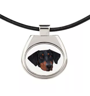 Dobermann - Halskette mit einem Foto und einem geometrischen Schriftzug der Marke Art-Dog