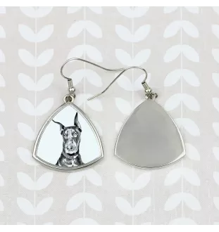 Dobermann, Dobermann Pinscher I - boucles d'oreilles avec chien, boucles d'oreilles pendantes avec photo, bijoux personnalisés avec impression de la marque Art-Dog
