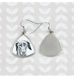 Dobermann - Hund Ohrringe, hängende Ohrringe mit Bild, personalisierter Schmuck mit dem Aufdruck der Marke Art-Dog
