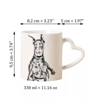 Dobermann I - Tasse mit Hund, entzückende Tasse mit herzförmigem Henkel, universelles Geschenk der Marke Art-Dog