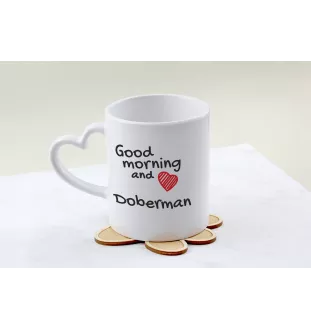 Dobermann, Doberman Pinscher, Dobie I - cup with a dog, adorable cup with a heart-shaped handle, universal gift from the Art-Dog brand