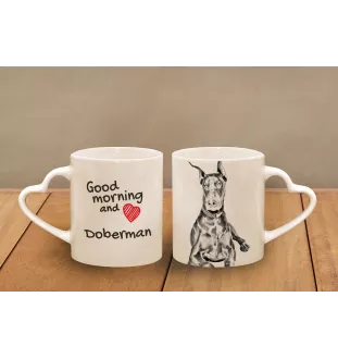 Dobermann, Doberman Pinscher, Dobie I - cup with a dog, adorable cup with a heart-shaped handle, universal gift from the Art-Dog brand