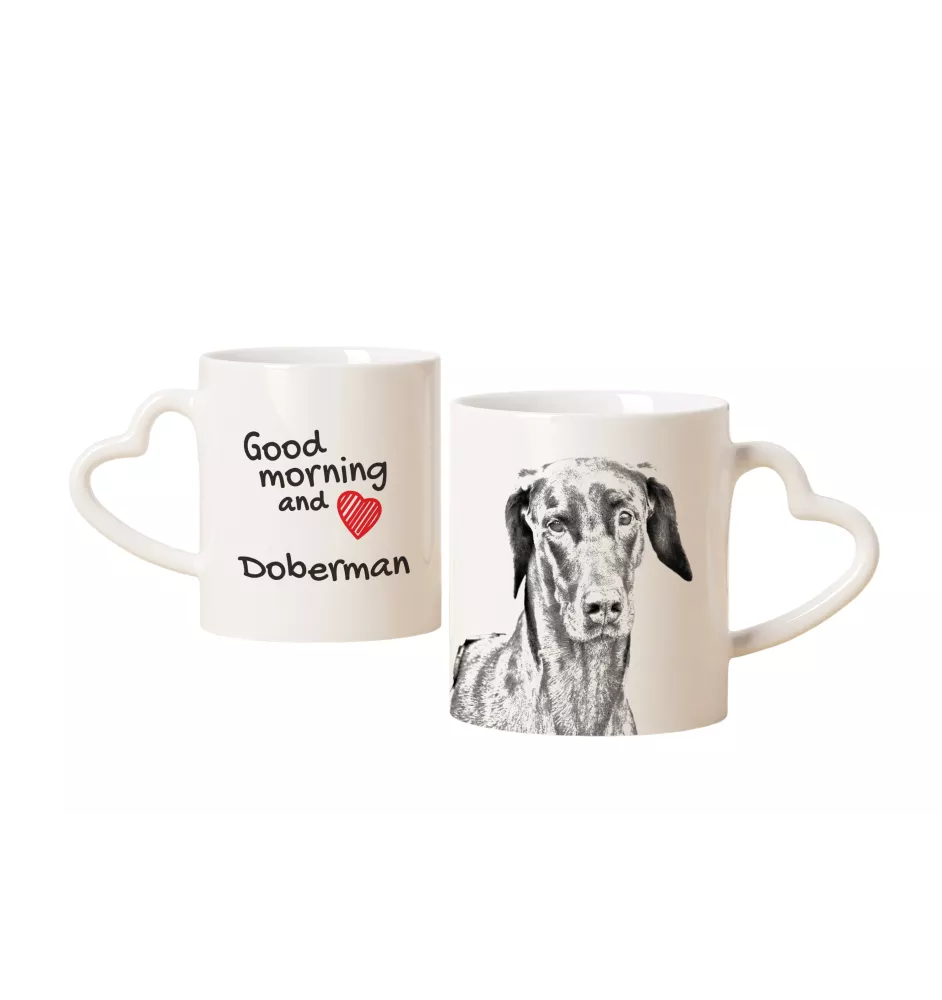 Dobermann, Doberman Pinscher, Dobie - cup with a dog, adorable cup with a heart-shaped handle, universal gift from the Art-Dog brand