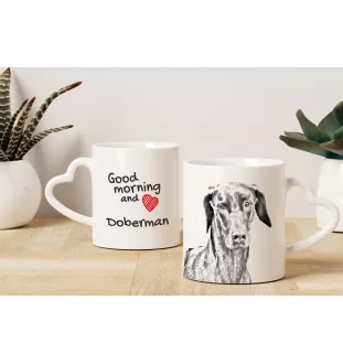 Dobermann, Doberman Pinscher, Dobie - cup with a dog, adorable cup with a heart-shaped handle, universal gift from the Art-Dog brand