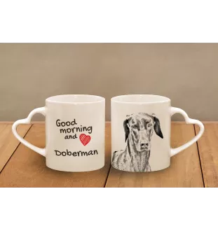 Dobermann, Doberman Pinscher, Dobie - cup with a dog, adorable cup with a heart-shaped handle, universal gift from the Art-Dog brand