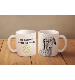 Dobermann - Tasse mit Hund, fröhliche Tasse für Hundeliebhaber, personalisiertes Geschenk der Marke Art-Dog