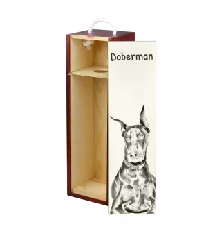 Dobermann I - Weinbox mit Hund, Alkoholbox mit Grafik, personalisierte Geschenkbox der Marke Art-Dog