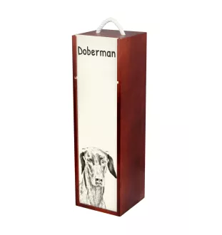 Dobermann, Dobermann Pinscher - boîte à vin avec chien, boîte à alcool avec graphisme, boîte cadeau personnalisée de la marque Art-Dog