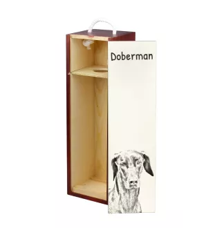 Dobermann - Weinbox mit Hund, Alkoholbox mit Grafik, personalisierte Geschenkbox der Marke Art-Dog