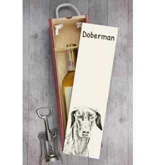 Dobermann - Weinbox mit Hund, Alkoholbox mit Grafik, personalisierte Geschenkbox der Marke Art-Dog
