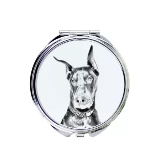 Dobermann, Dobermann Pinscher I - miroir de poche avec chien, miroir personnalisé pour sac à main, miroir compact avec impression de la marque Art-Dog