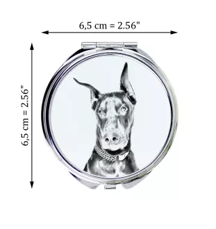 Dobermann, Doberman Pinscher, Dobie I - Pocket mirror with a dog, personalized mirror for a purse, compact mirror with Art-Dog brand print.